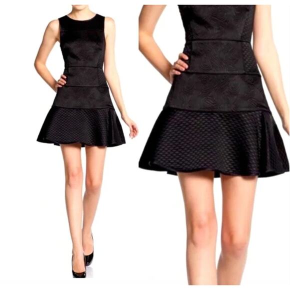 Tibi Matelasse Mini Flare Satin Dress LBD Size 2 or 4 Small - Picture 2 of 7